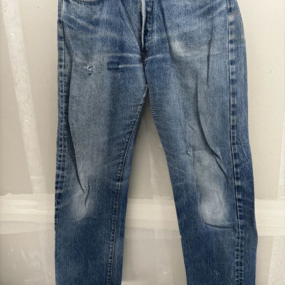 Vintage Levis Single Stitch Redline Selvedge #6 Button 70s 32x32 Thrashed - Picture 7 of 16